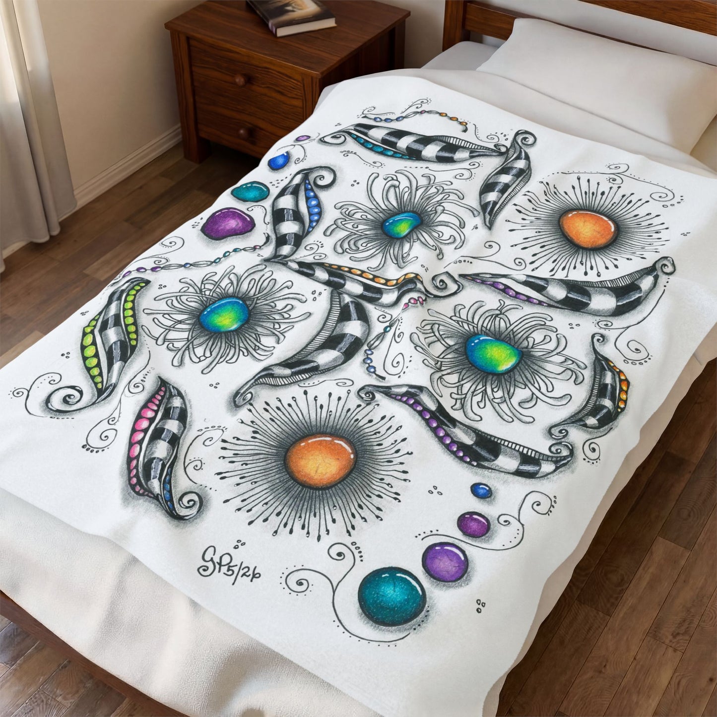 Zen Whimsy Velveteen Plush Blanket