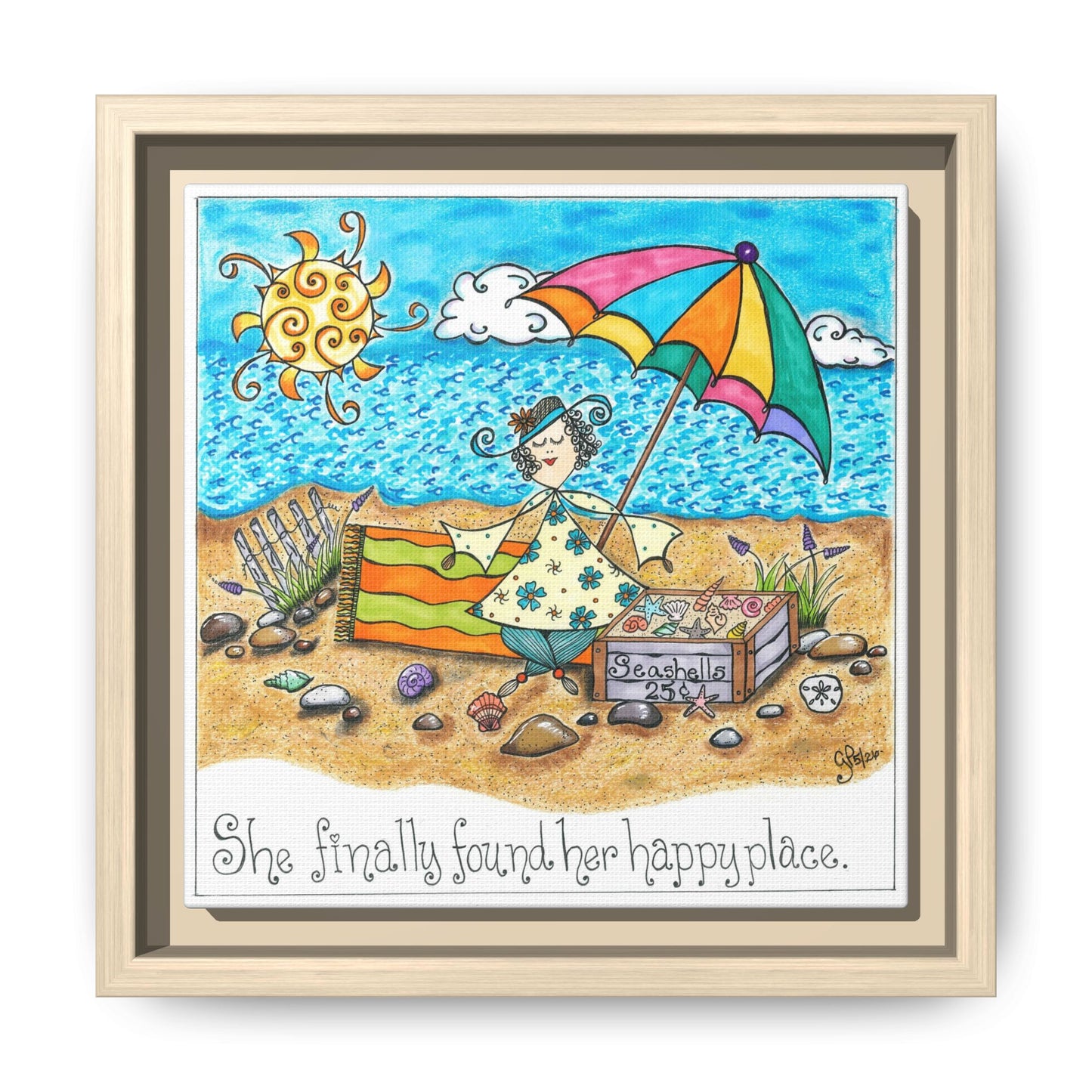Her Happy Place Matte Canvas, Framed (Multi-color)