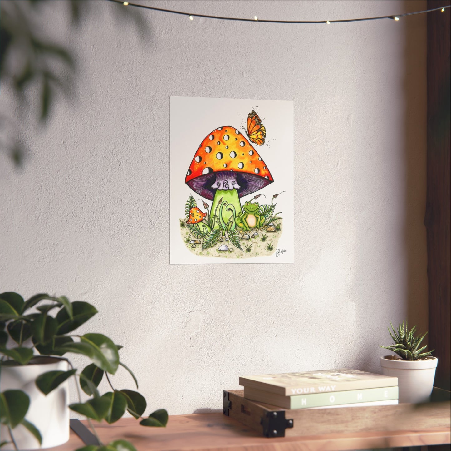Froggy Loves Mushrooms Fine Art Posters