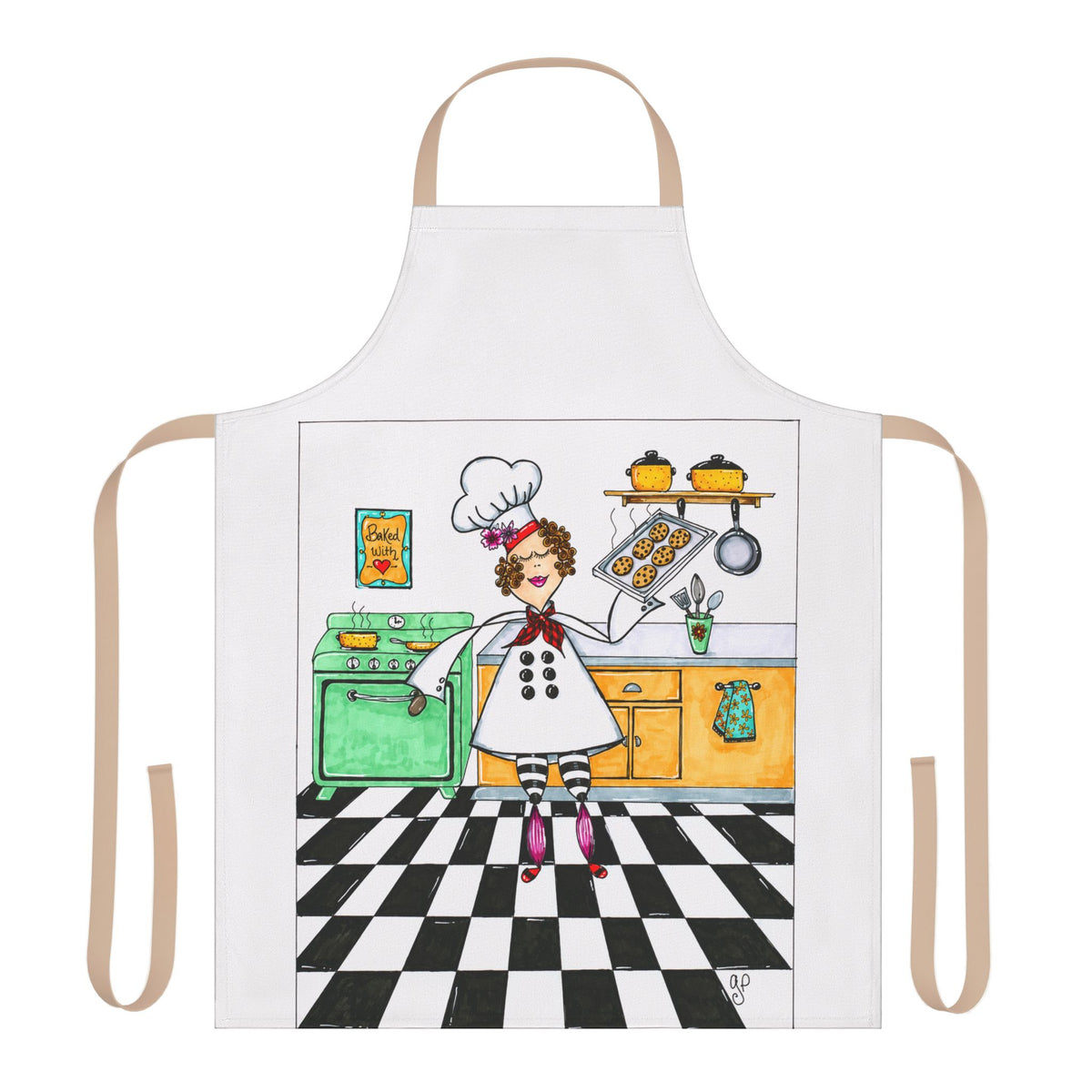 She Bakes! Apron, 5-Color Straps (AOP)