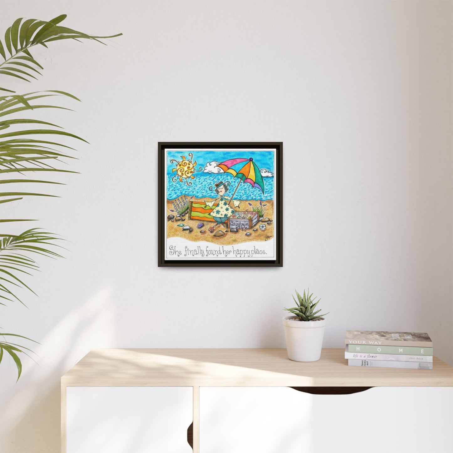 Her Happy Place Matte Canvas, Framed (Multi-color)