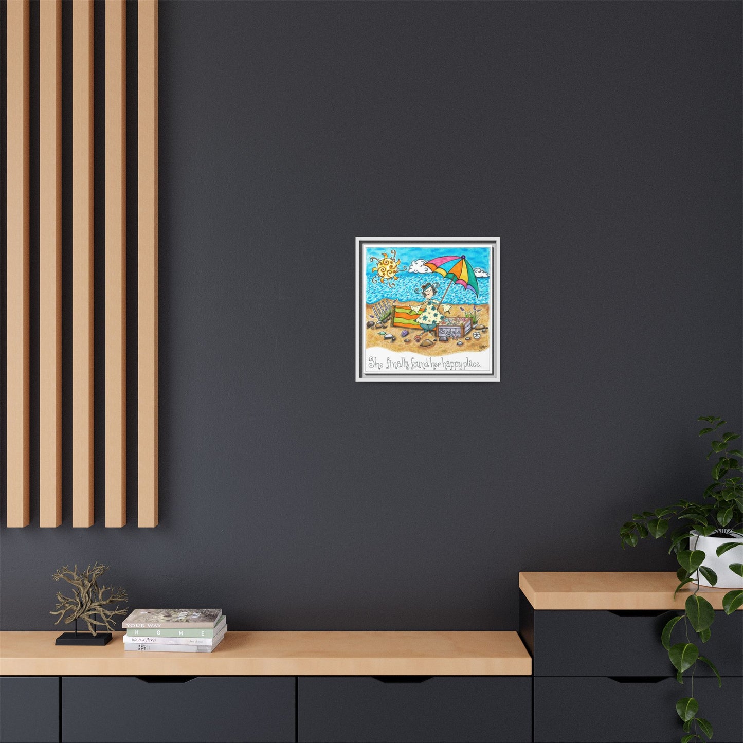 Her Happy Place Matte Canvas, Framed (Multi-color)