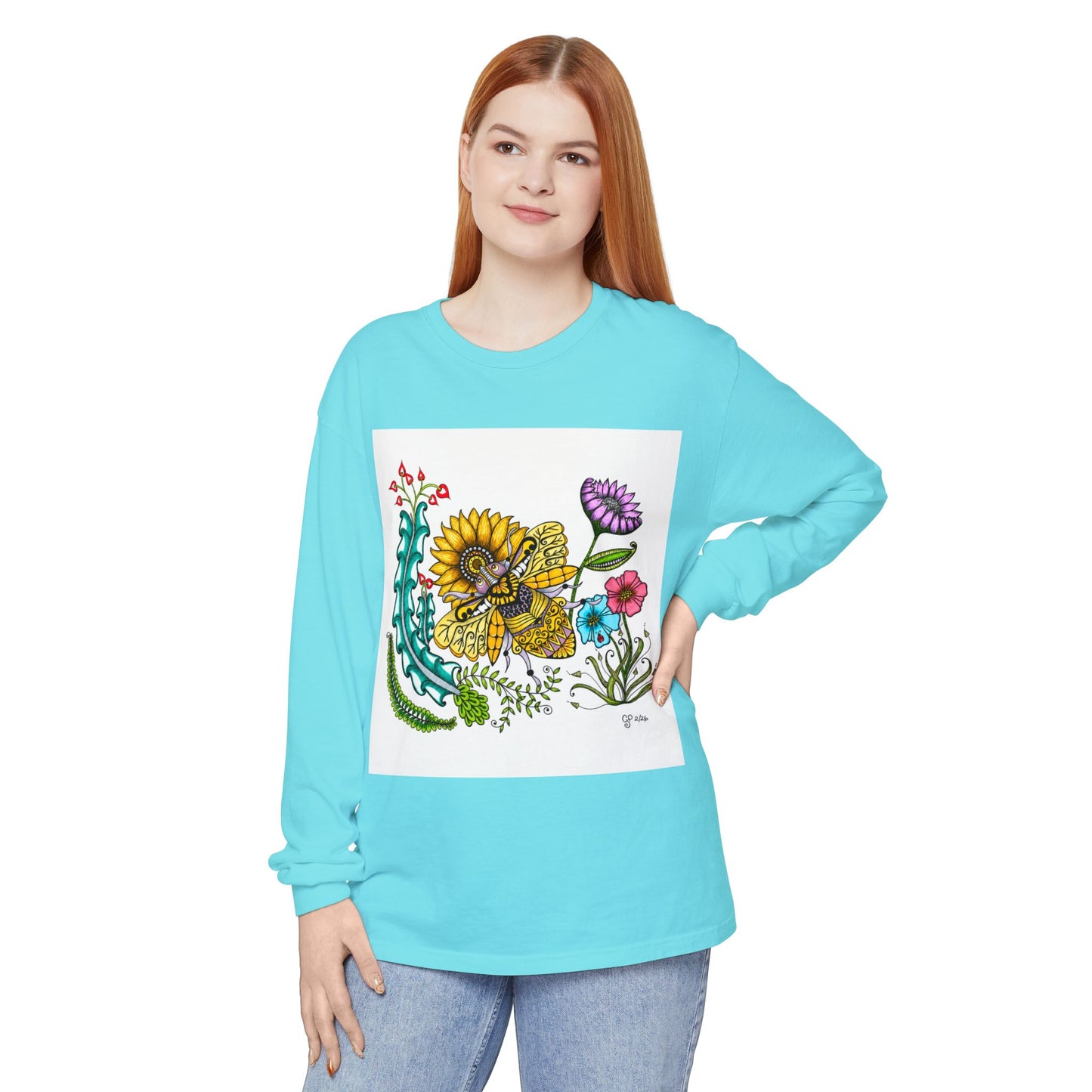 Boho Bumblebee Garment-dyed Long Sleeve T-Shirt