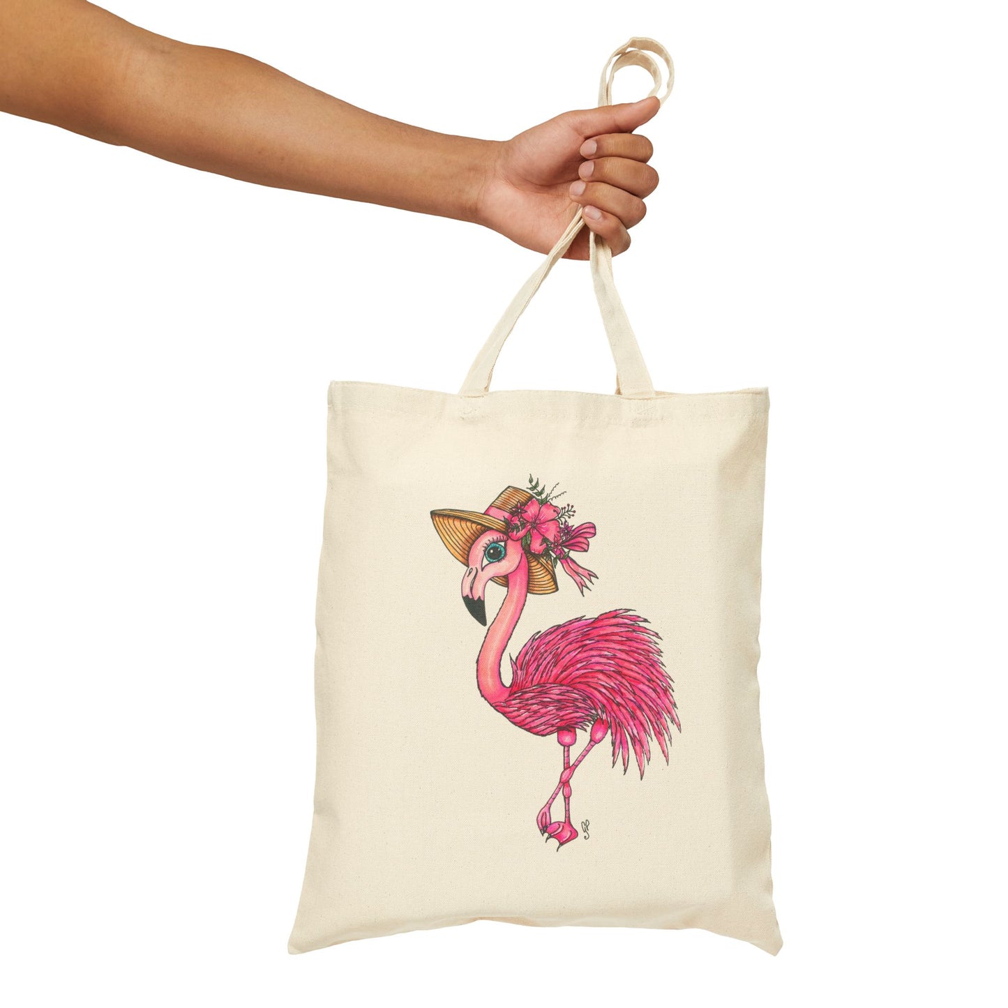 Flamingo Cotton Canvas Tote Bag