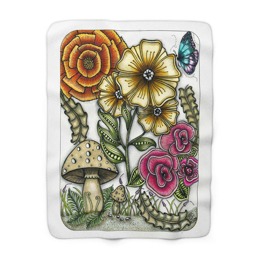 Wild Flowers Sherpa Fleece Blanket
