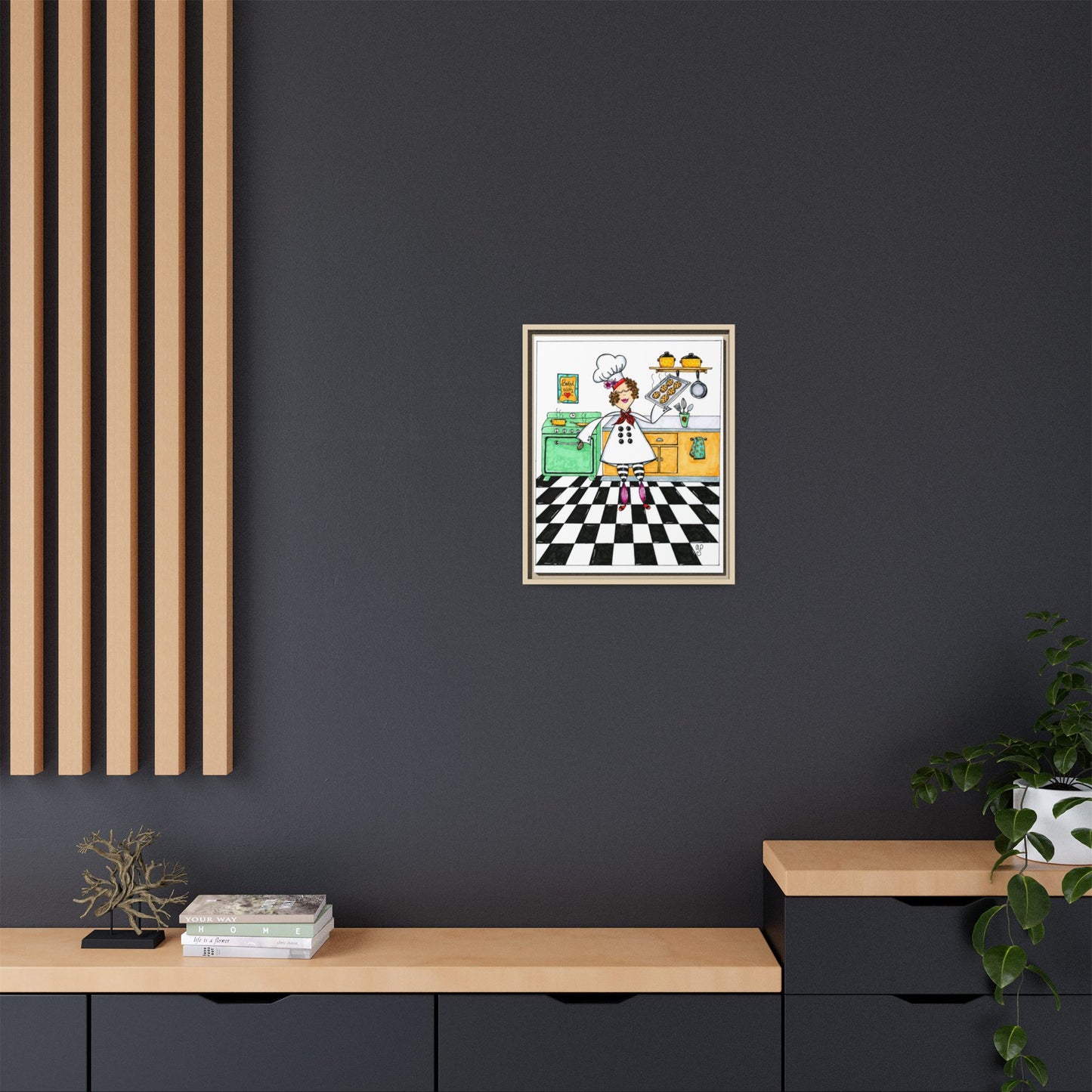 She Bakes! Matte Canvas, Framed (Multi-color)