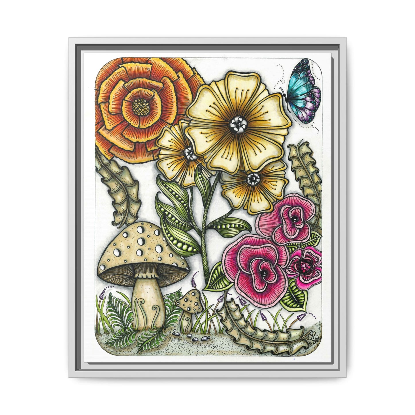 Wild Flowers Matte Canvas, Framed (Multi-color)