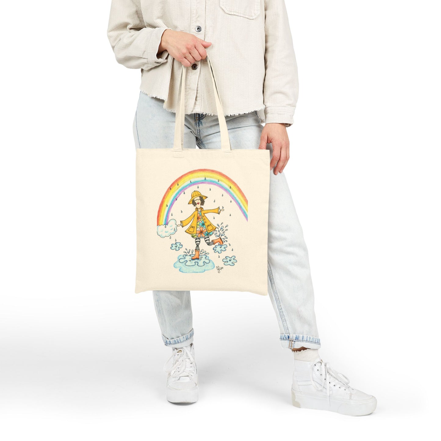 Dancing In The Rain Cotton Canvas Tote Bag