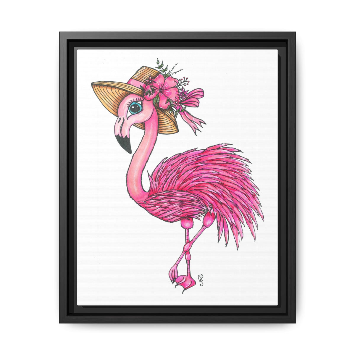 Francine The Flamingo Matte Canvas, Framed (Multi-color)