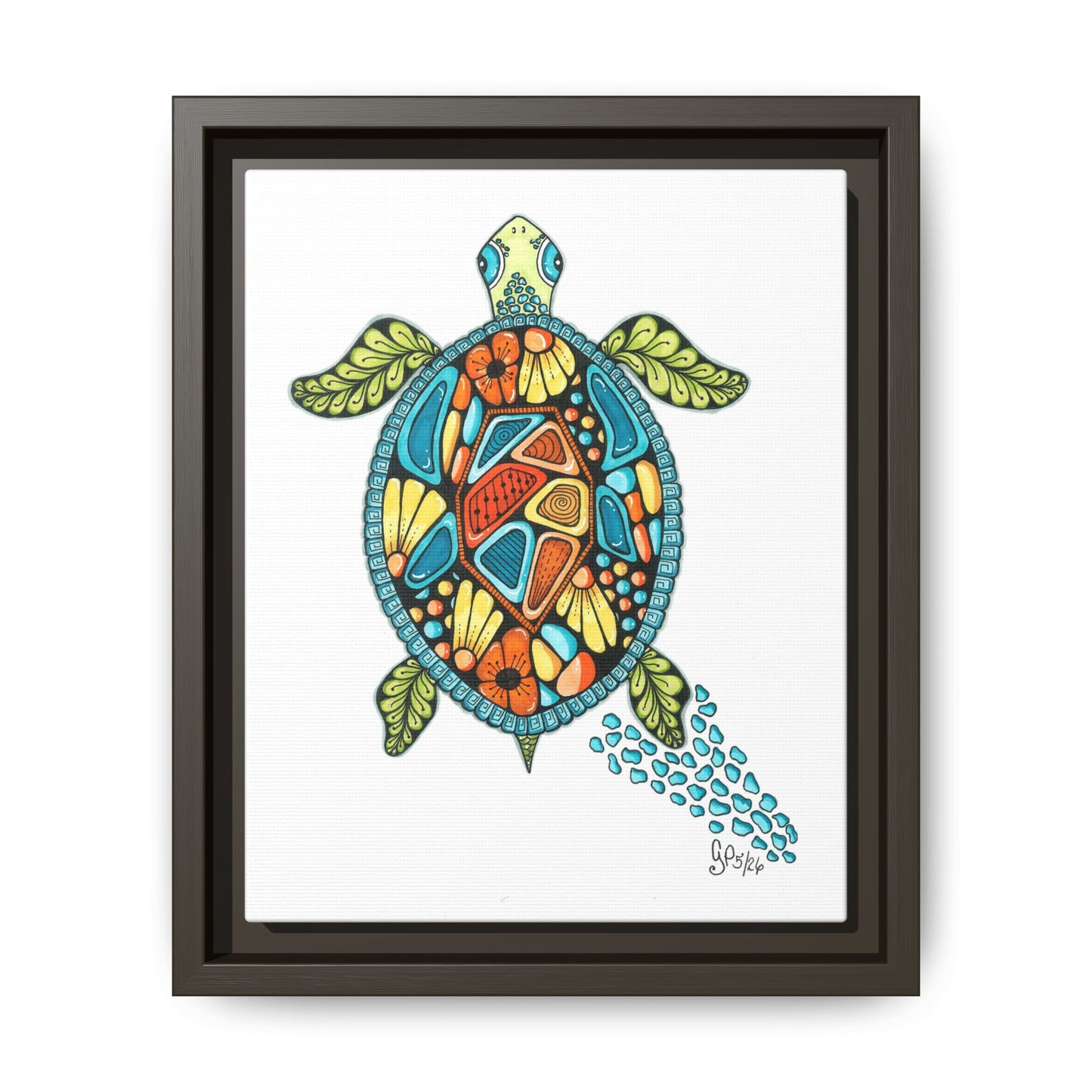 Sea Turtle Matte Canvas, Framed (Multi-color)