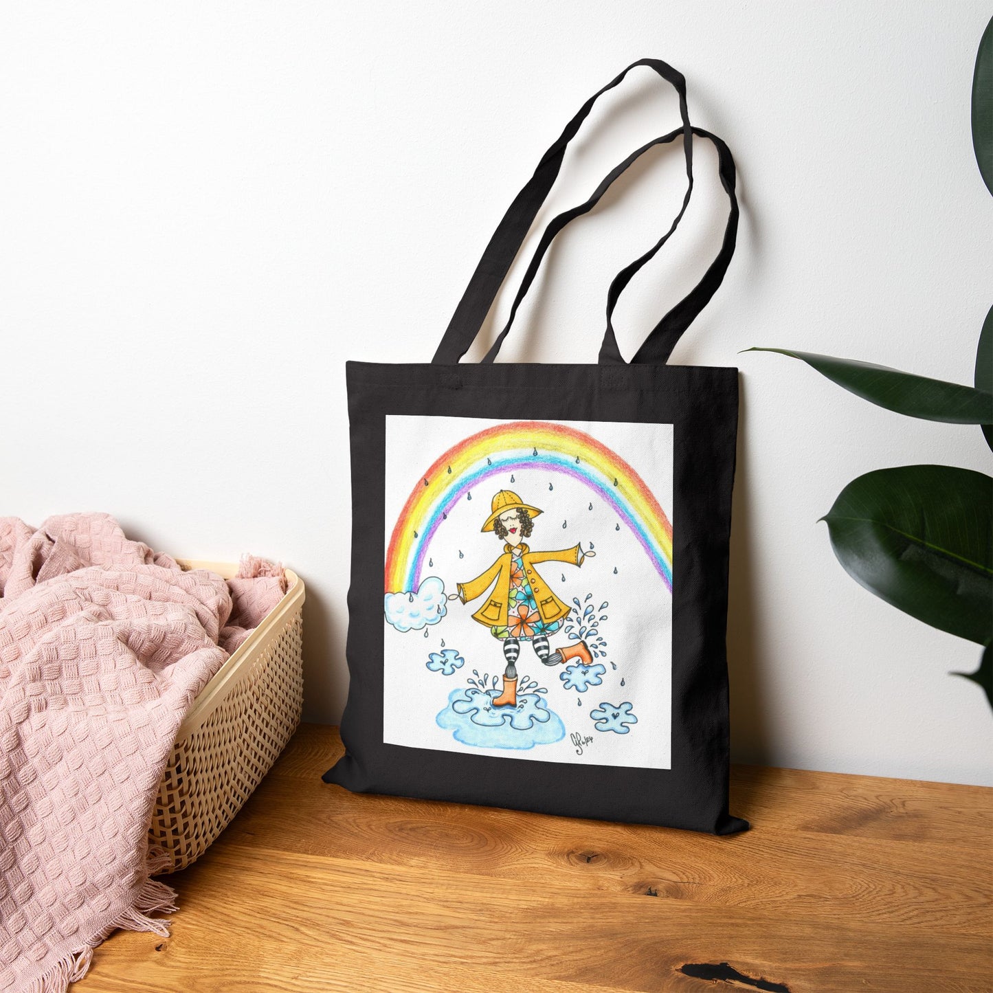 Dancing In The Rain Cotton Canvas Tote Bag