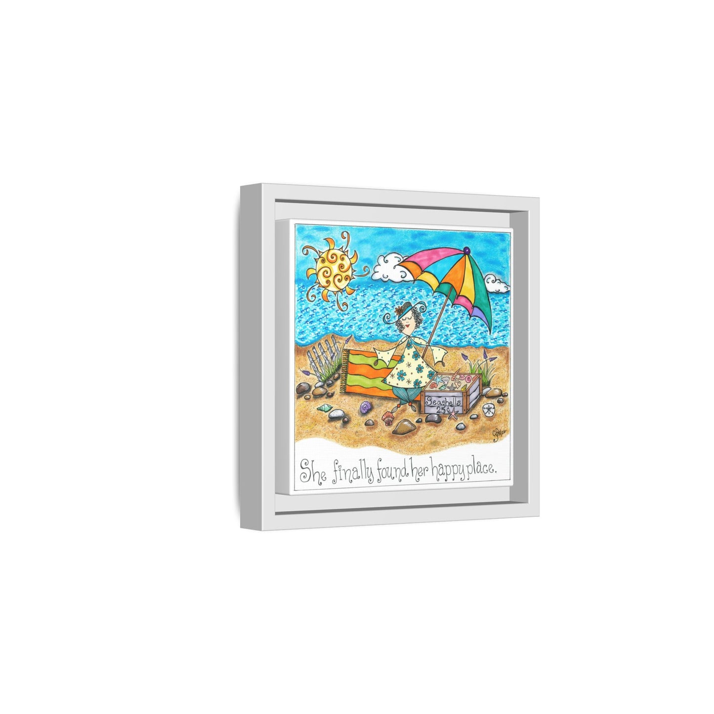 Her Happy Place Matte Canvas, Framed (Multi-color)