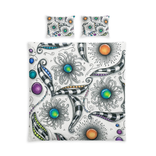 Zen Whimsy Cotton Queen Size Bed Set