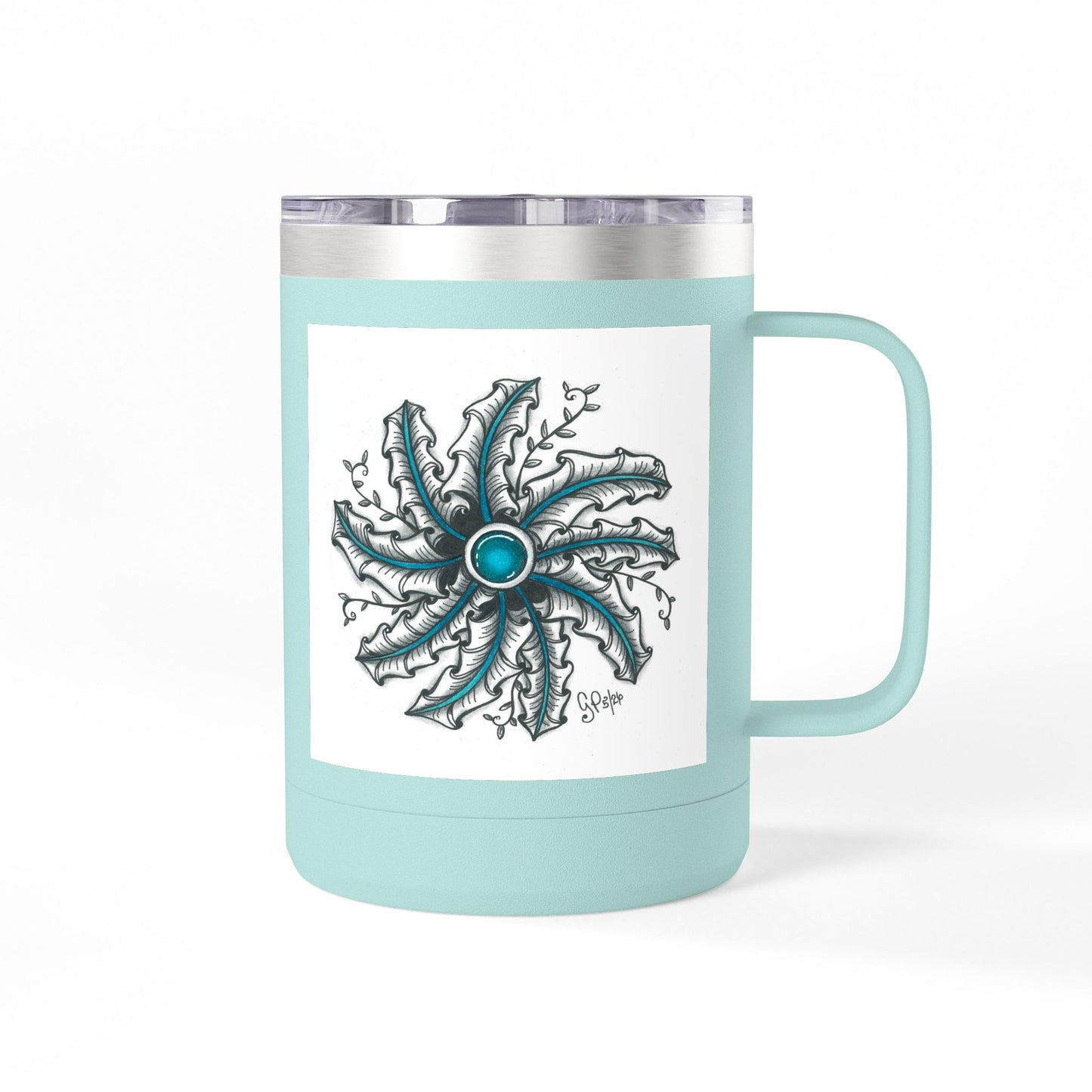 Teal Gem Coffee Mug Tumbler, 15oz