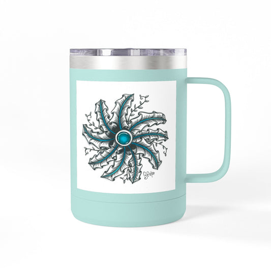 Teal Gem Coffee Mug Tumbler, 15oz