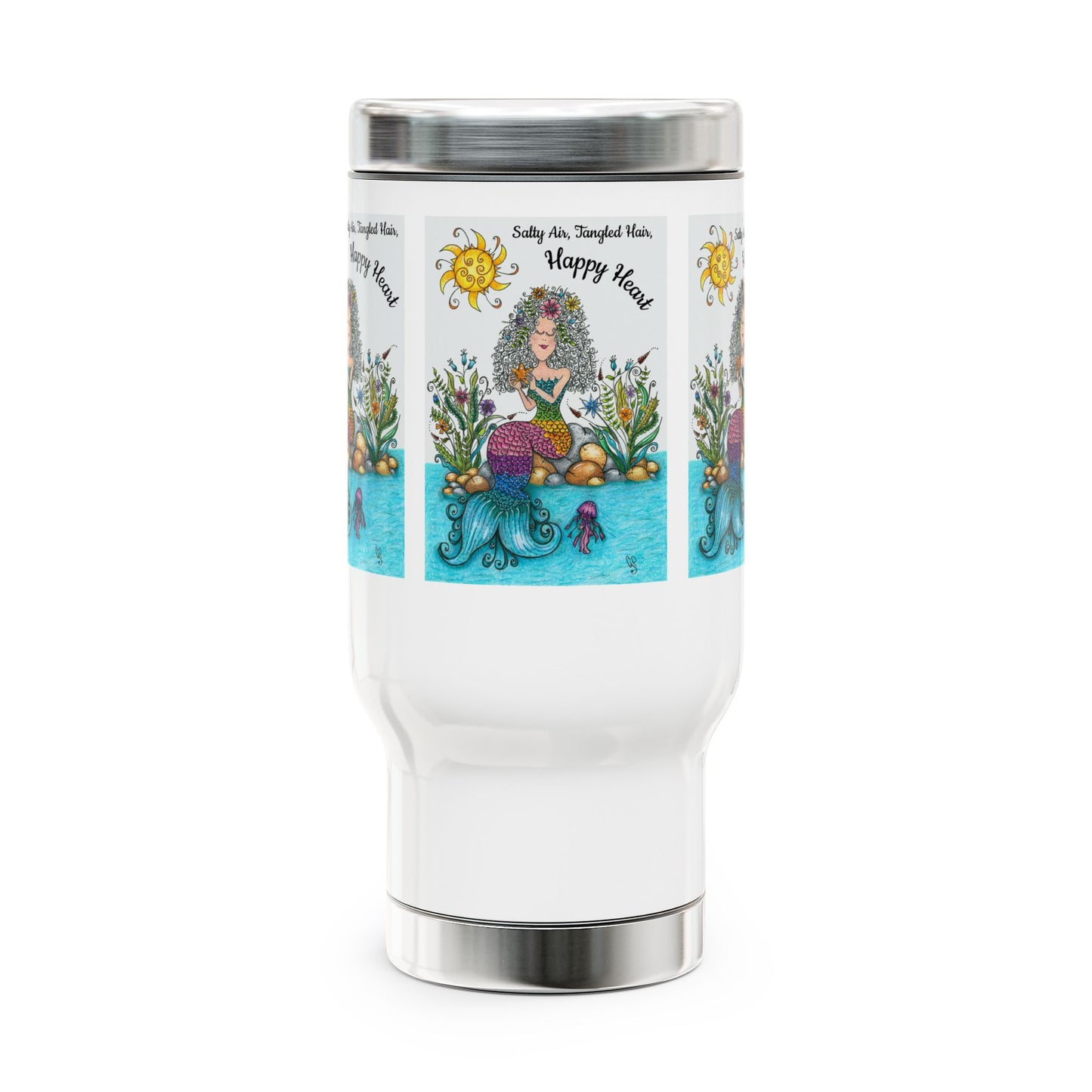 Mermaid Stainless Steel Travel Mug with Handle, 14oz