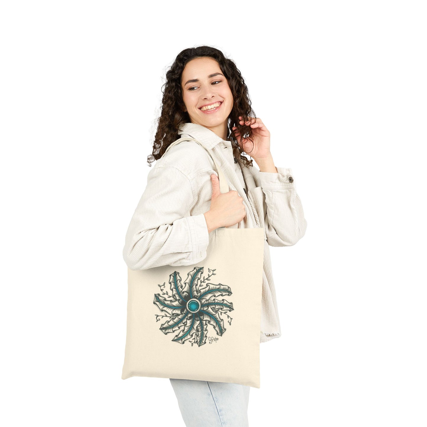 Zen Medallion Cotton Canvas Tote Bag