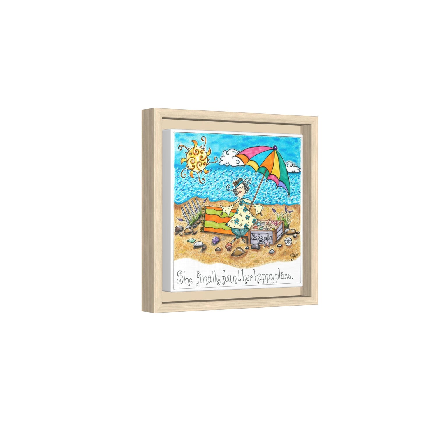 Her Happy Place Matte Canvas, Framed (Multi-color)