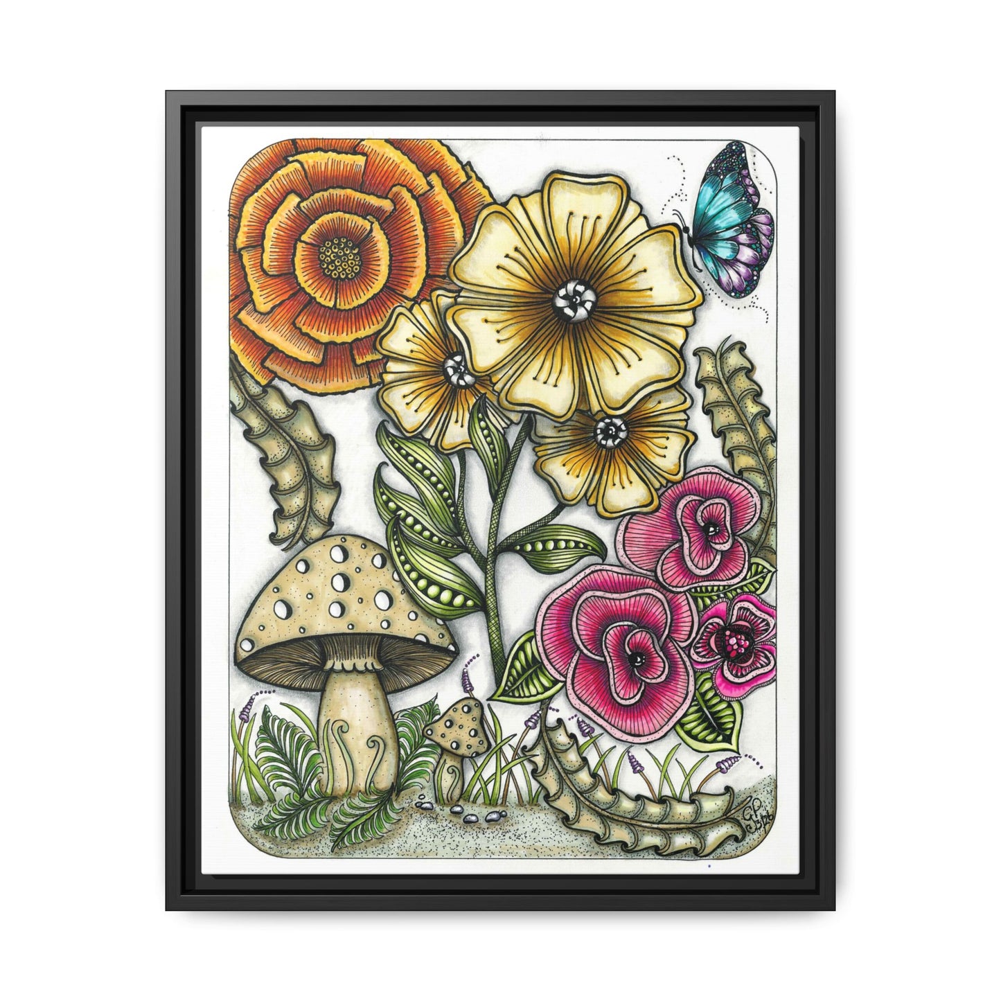 Wild Flowers Matte Canvas, Framed (Multi-color)