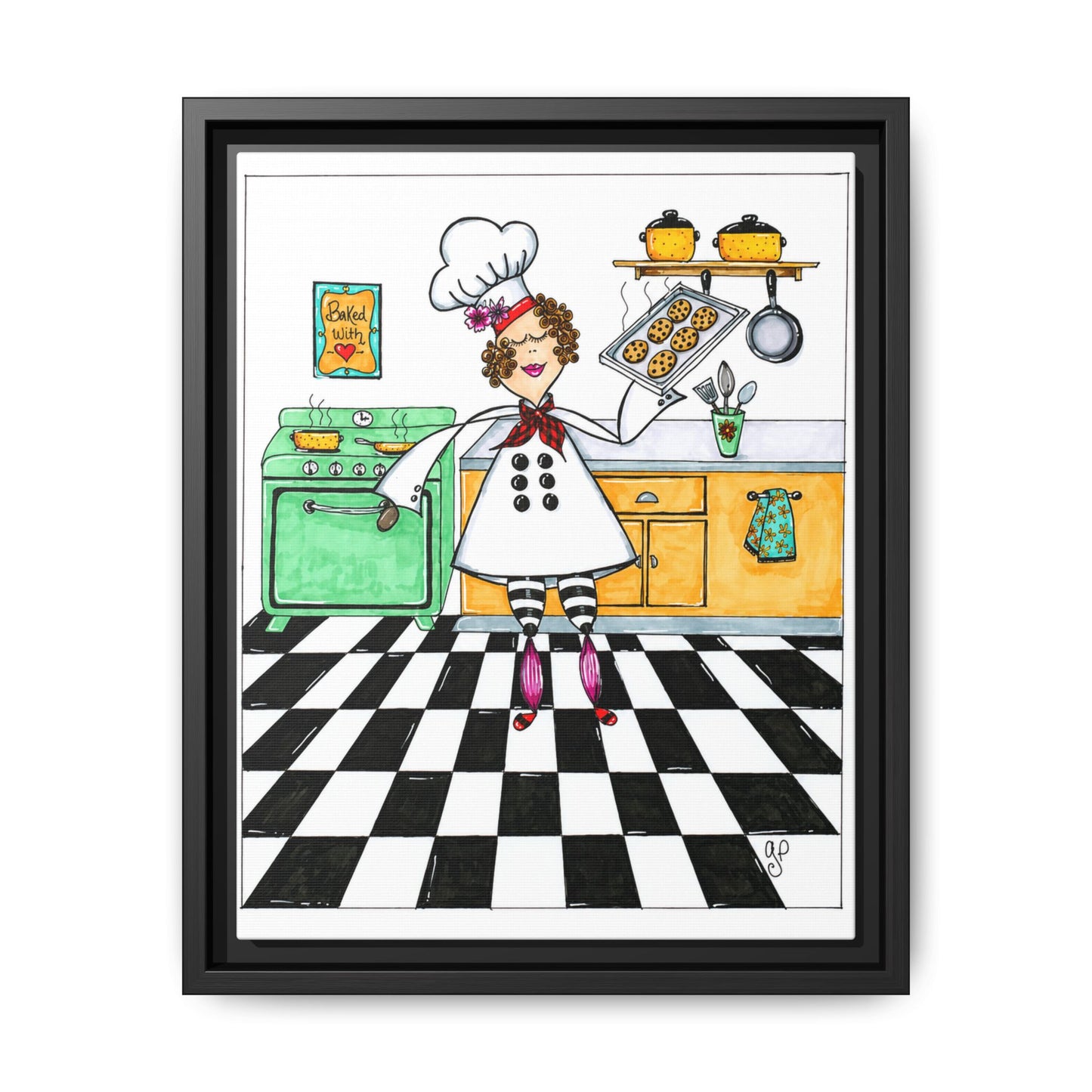 She Bakes! Matte Canvas, Framed (Multi-color)