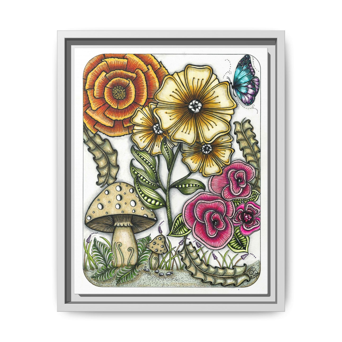 Wild Flowers Matte Canvas, Framed (Multi-color)