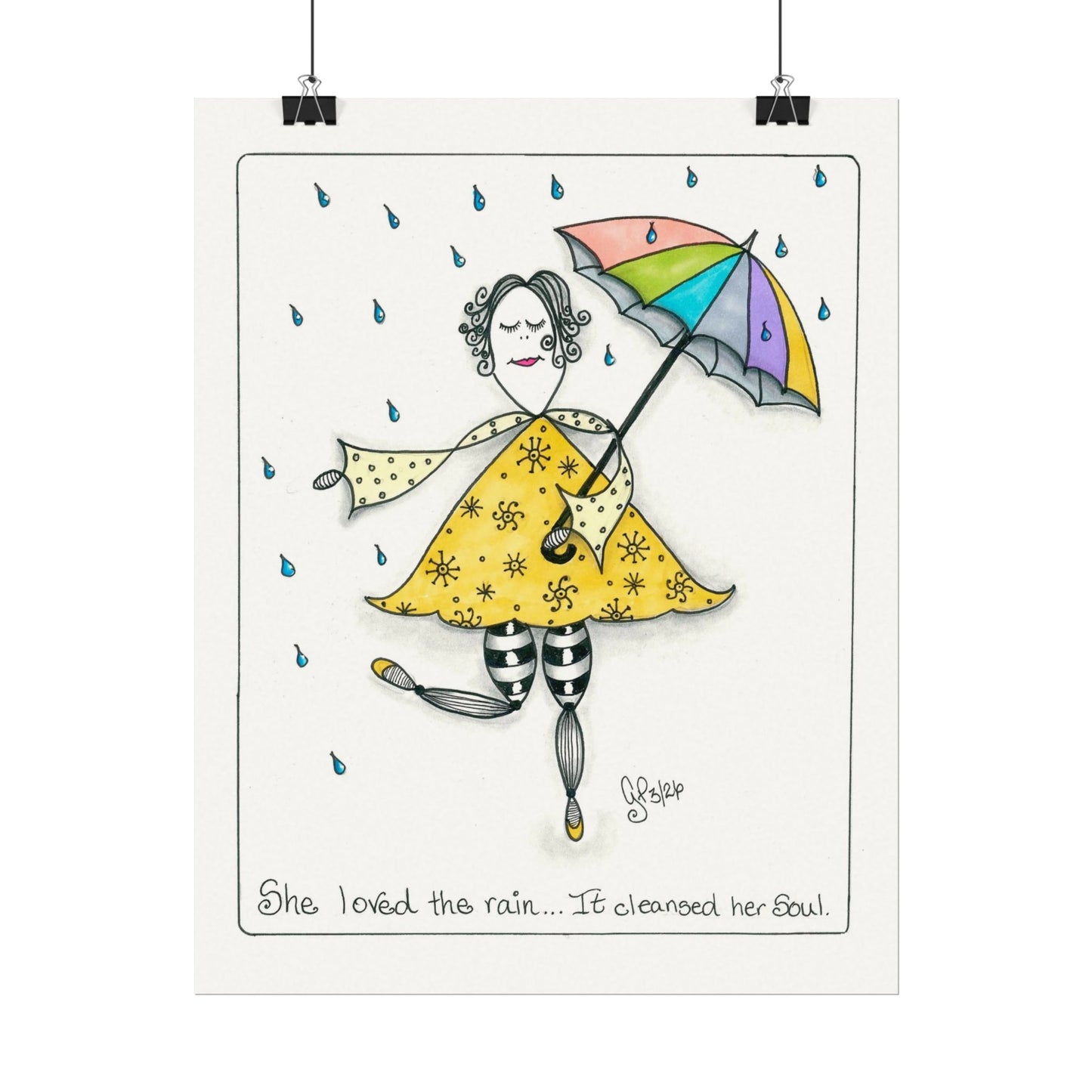 The Rain Cleansed Her Soul Textured Watercolor Matte Posters