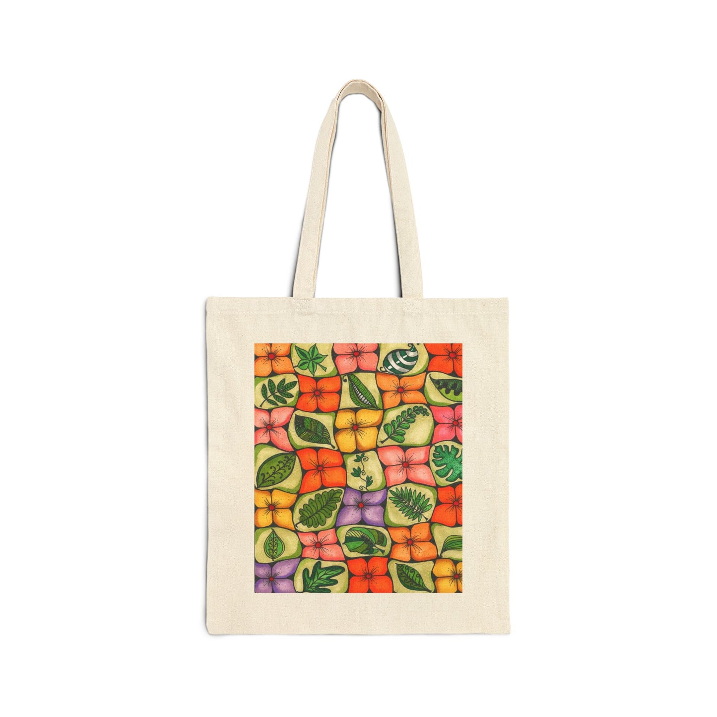 All-Over Flower Cotton Canvas Tote Bag