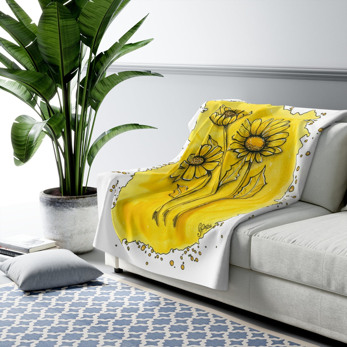 Daisy Trio Sherpa Fleece Blanket
