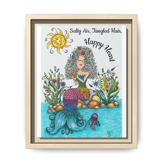 Mermaid Matte Canvas, Framed (Multi-color)