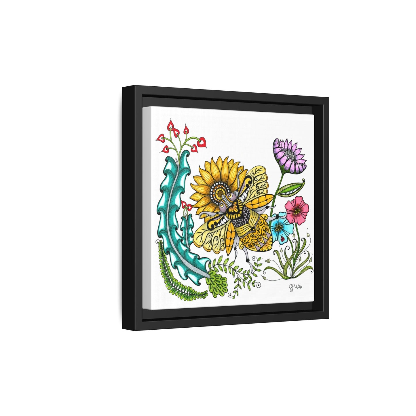 Boho Bumblebee Matte Canvas, Framed (Multi-color)