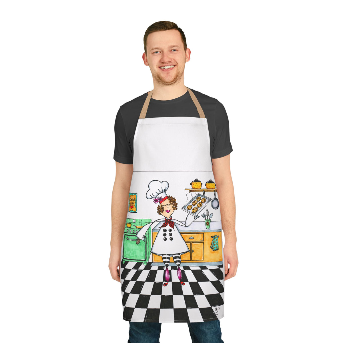 She Bakes! Apron, 5-Color Straps (AOP)
