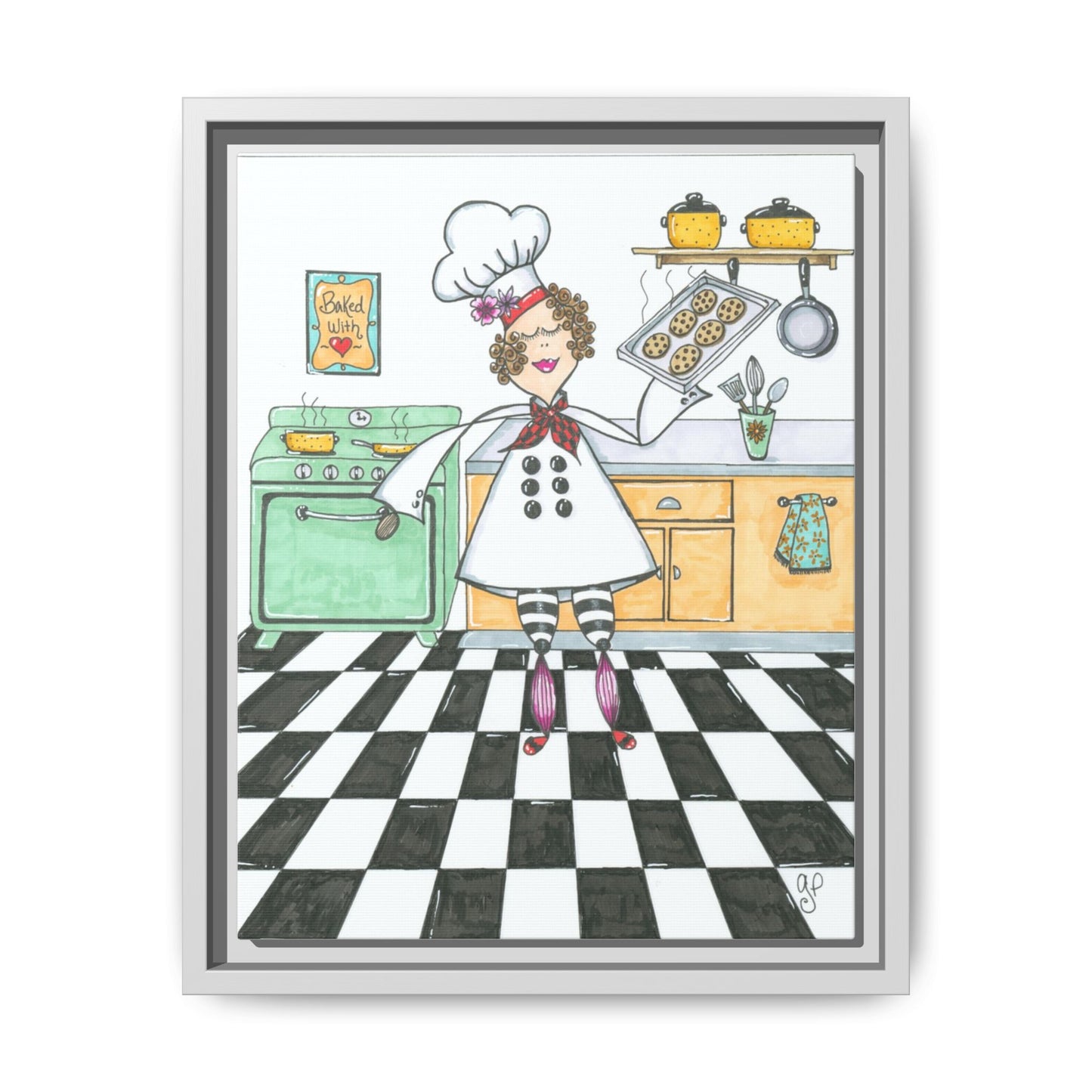 She Bakes! Matte Canvas, Framed (Multi-color)