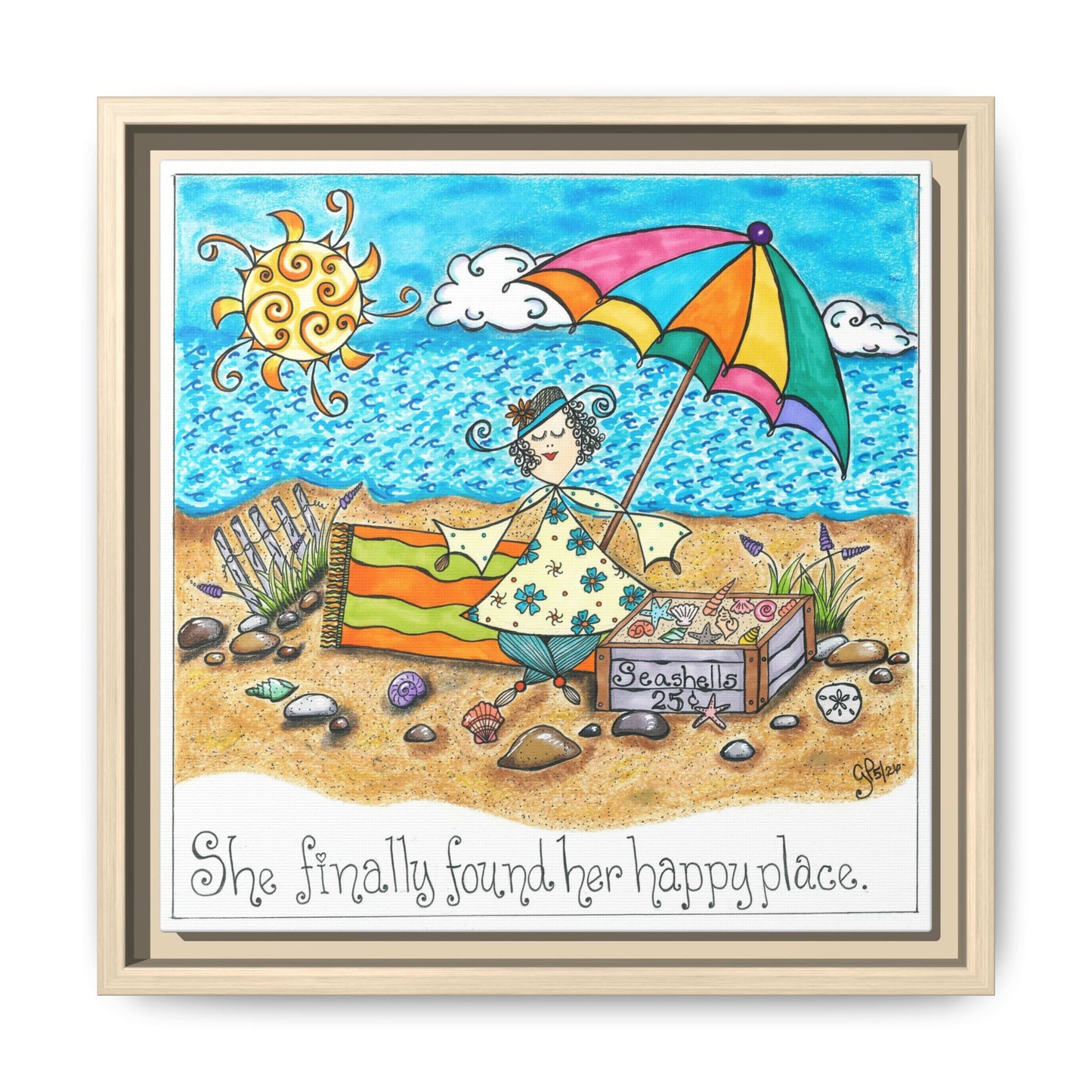 Her Happy Place Matte Canvas, Framed (Multi-color)