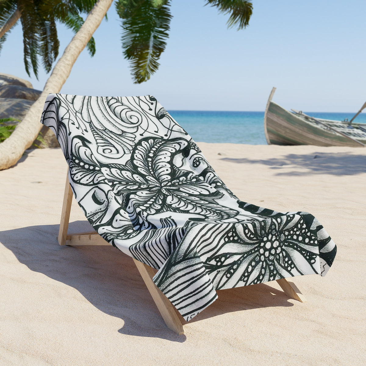 Sea Life Sketch Beach Towel