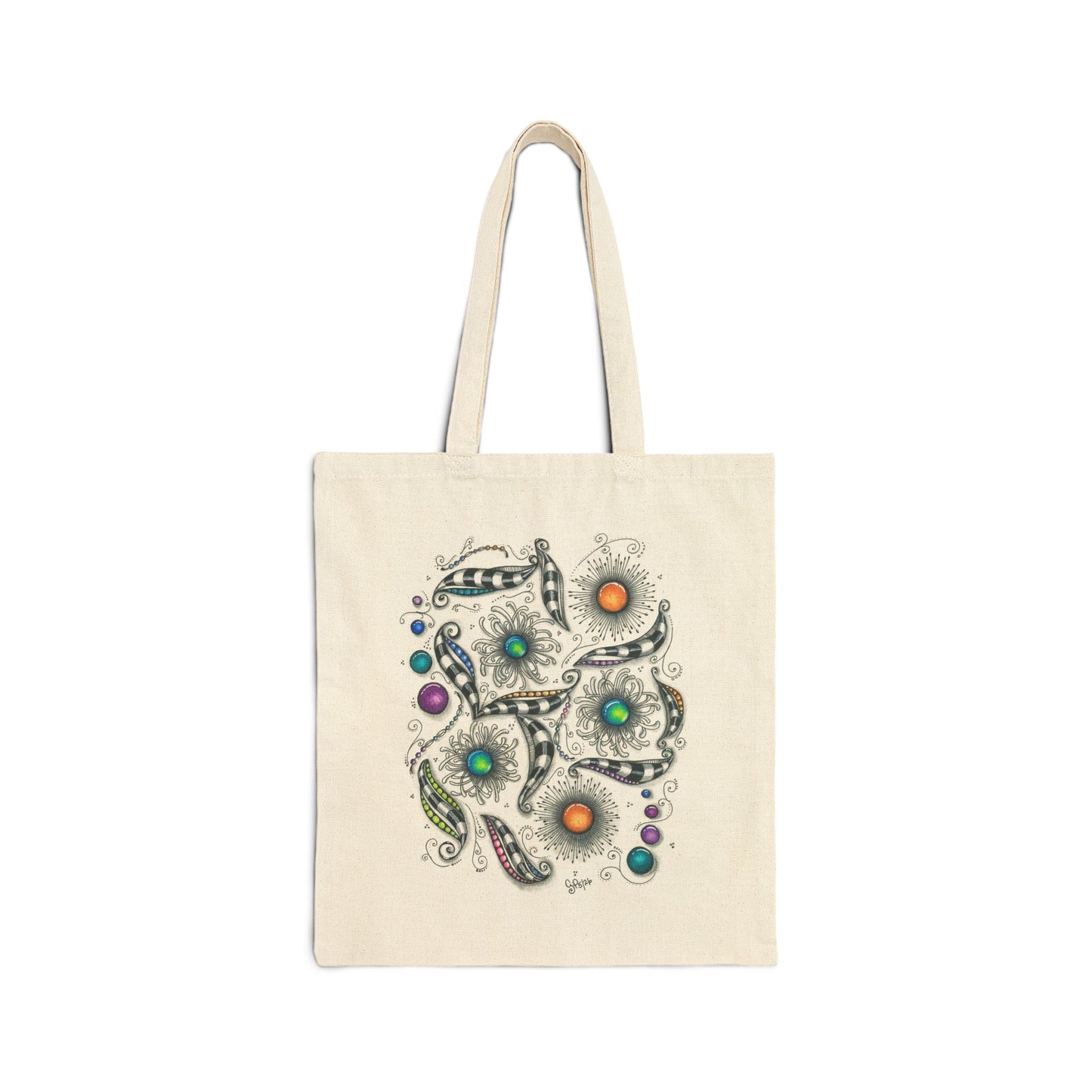 Zen Whimsy Cotton Canvas Tote Bag