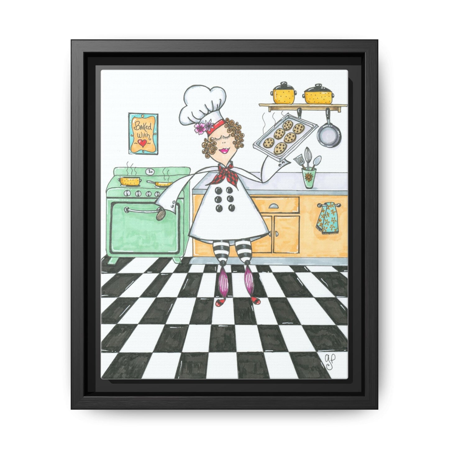 She Bakes! Matte Canvas, Framed (Multi-color)