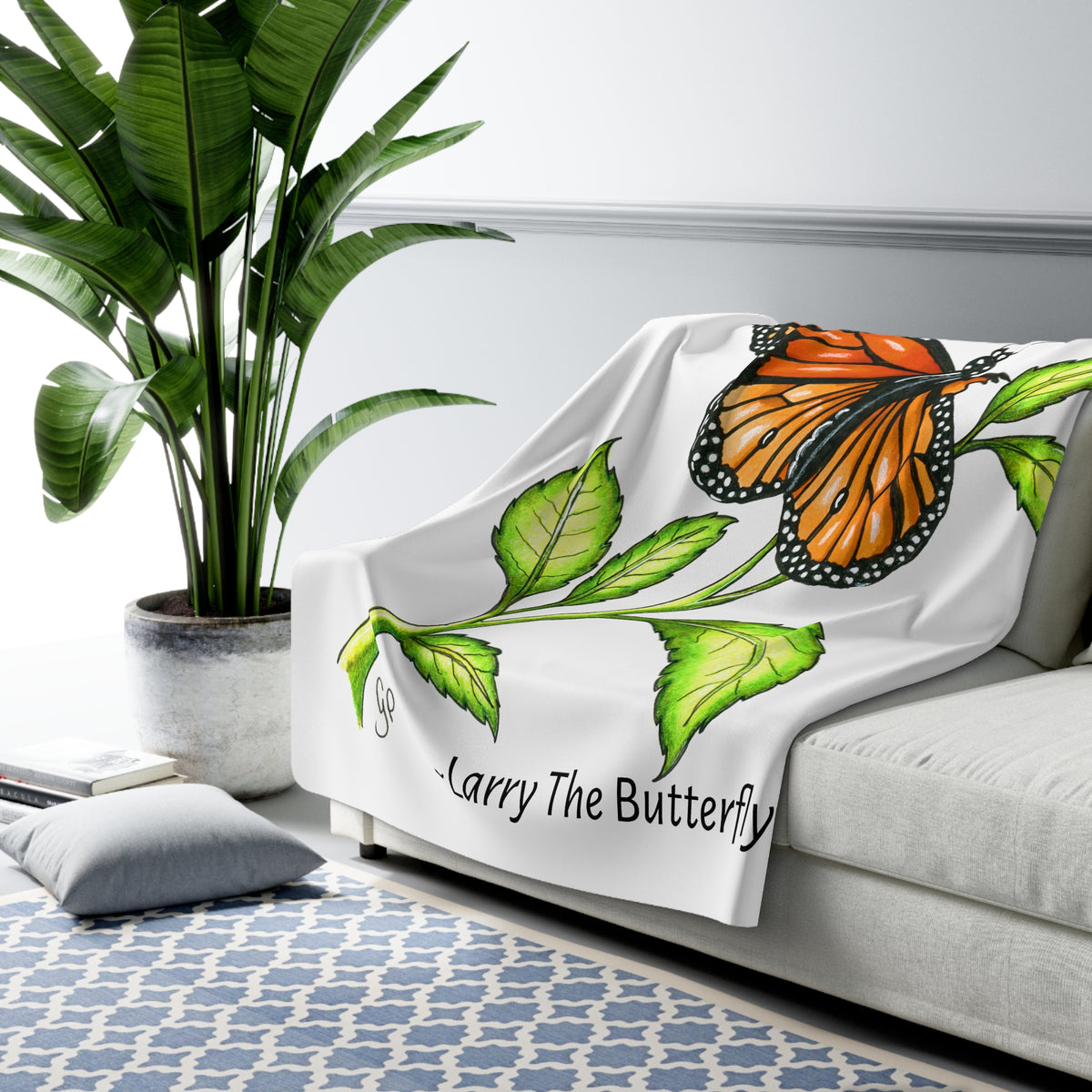 Larry The Butterfly Sherpa Fleece Blanket