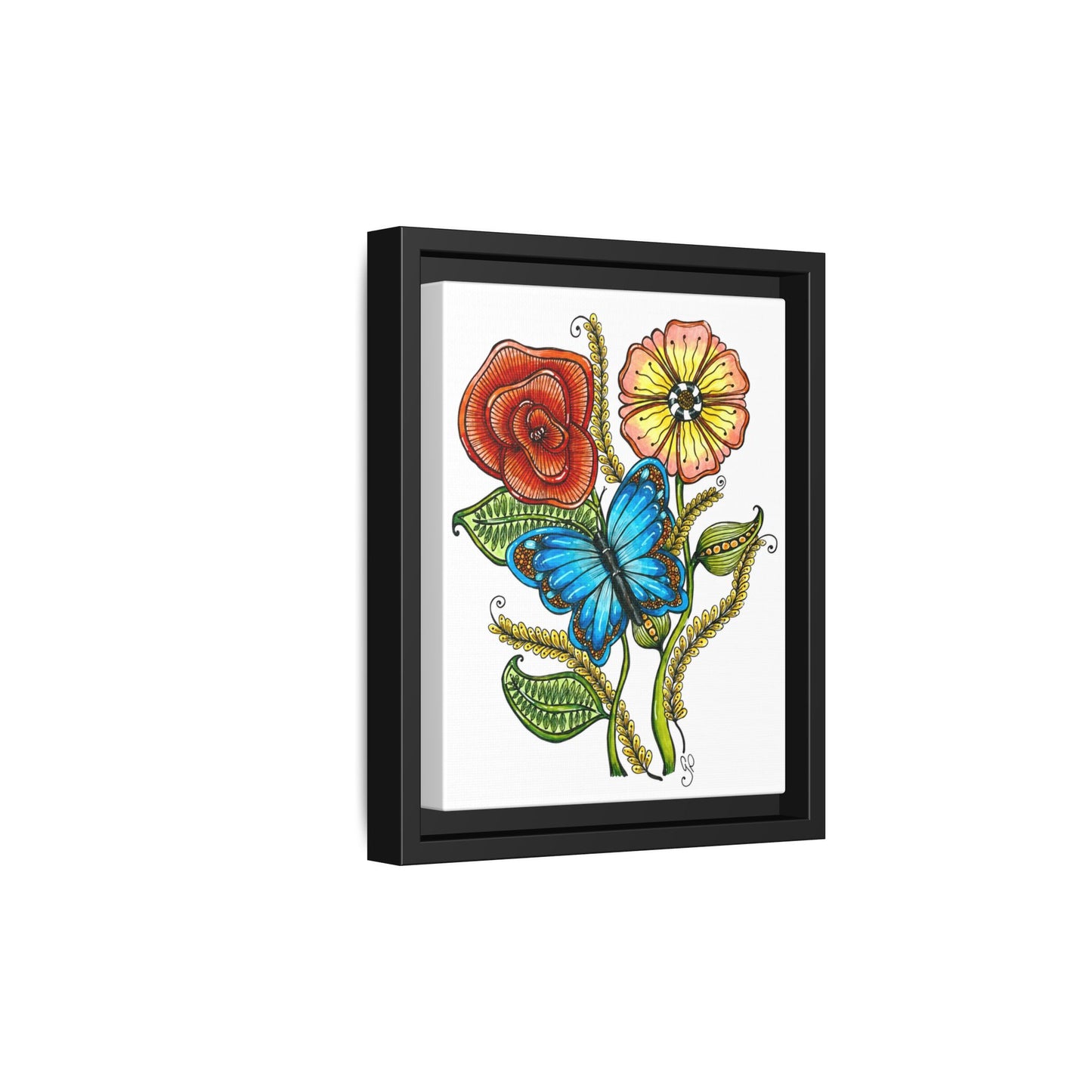 Blue Butterfly Matte Canvas, Framed (Multi-color)