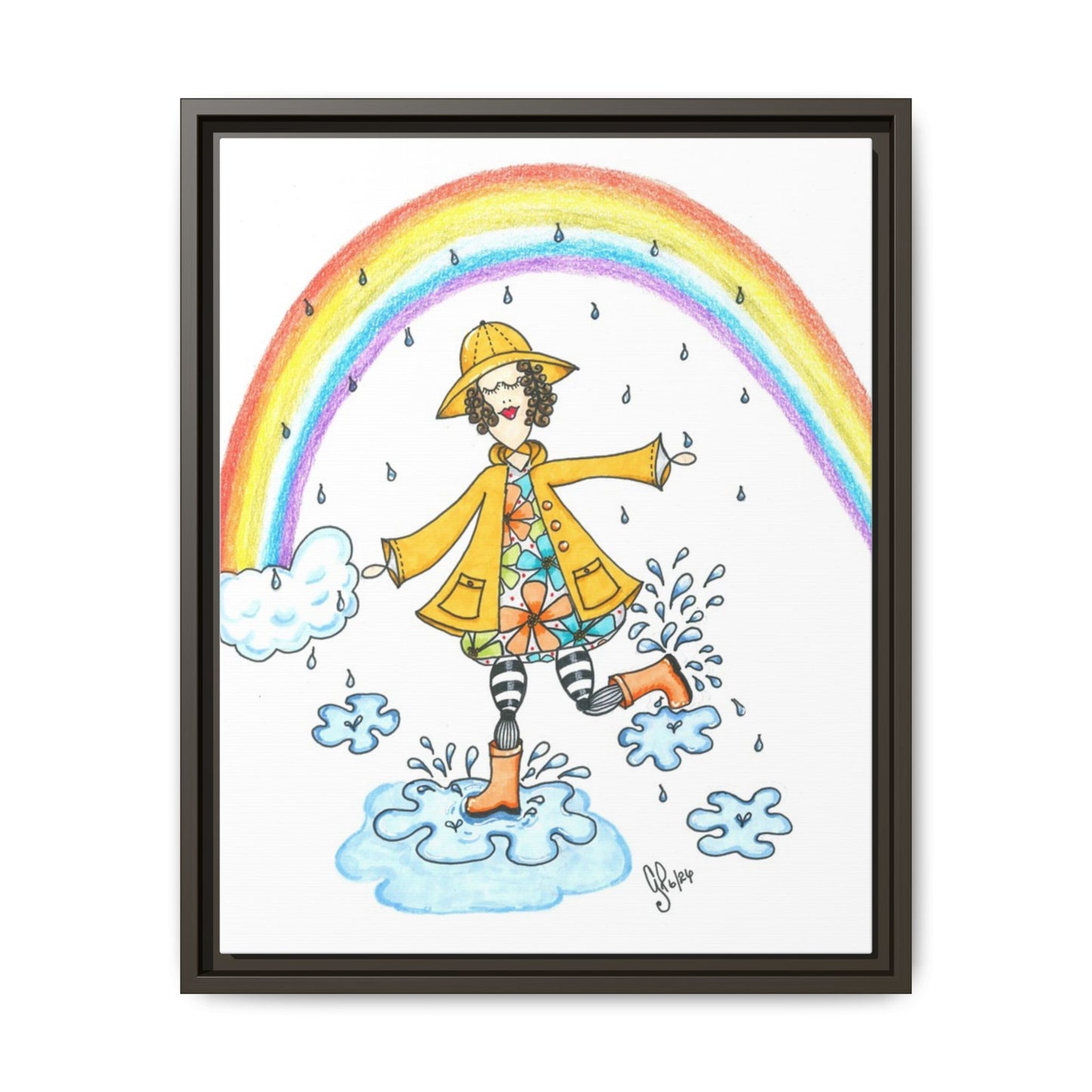 Dancing In The Rain Matte Canvas, Framed (Multi-color)