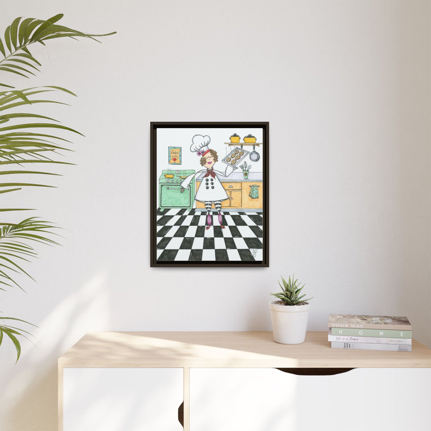She Bakes! Matte Canvas, Framed (Multi-color)