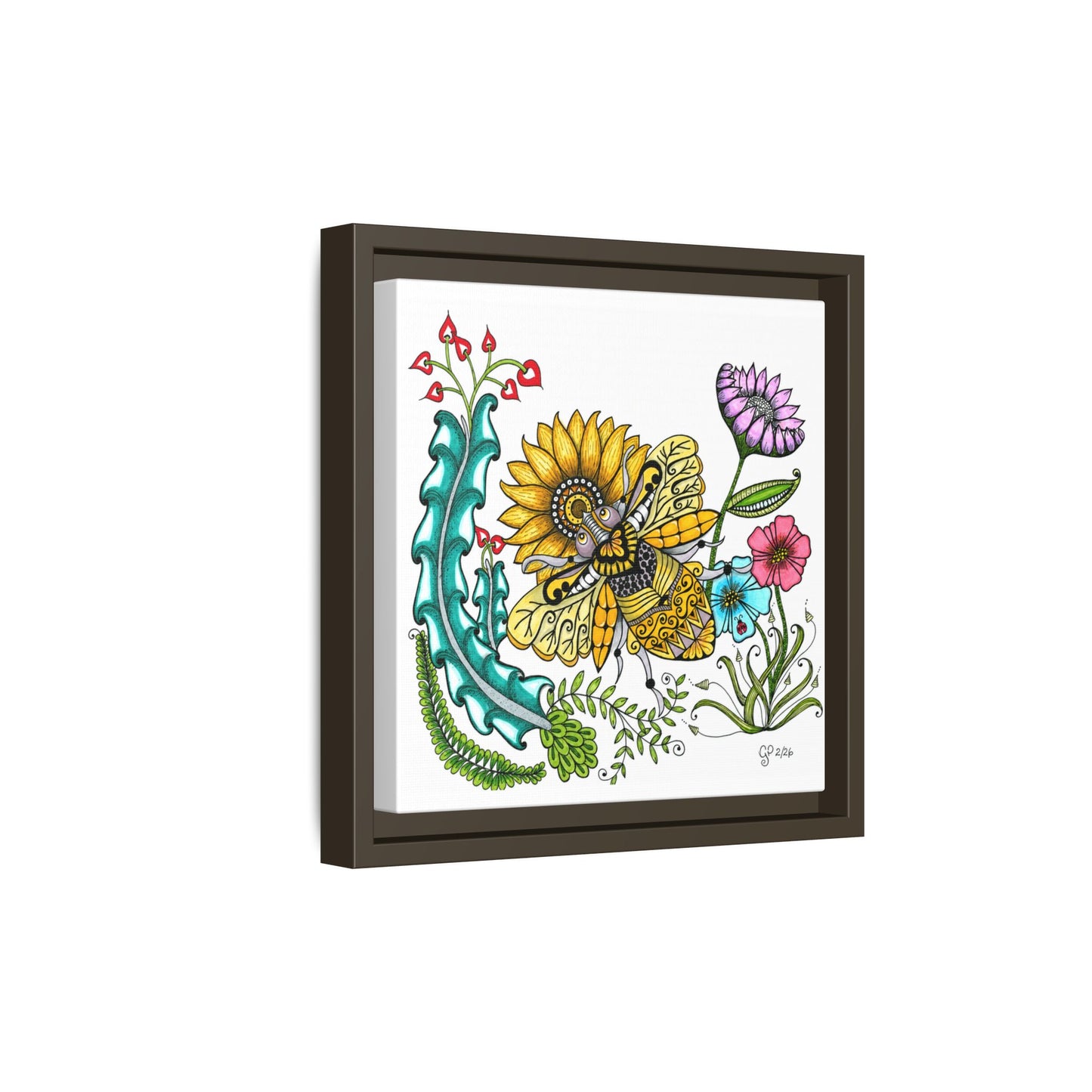 Boho Bumblebee Matte Canvas, Framed (Multi-color)