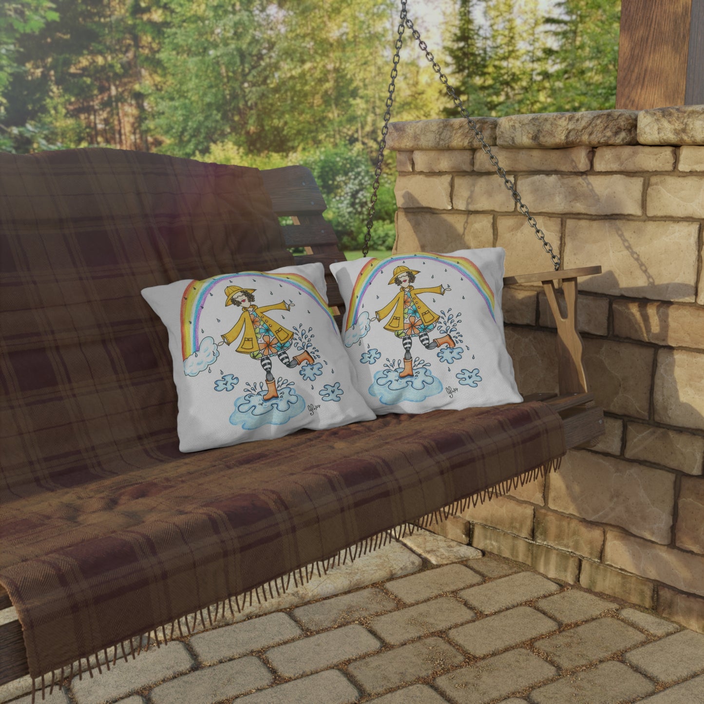 Dancing In The Rain Outdoor Pillow