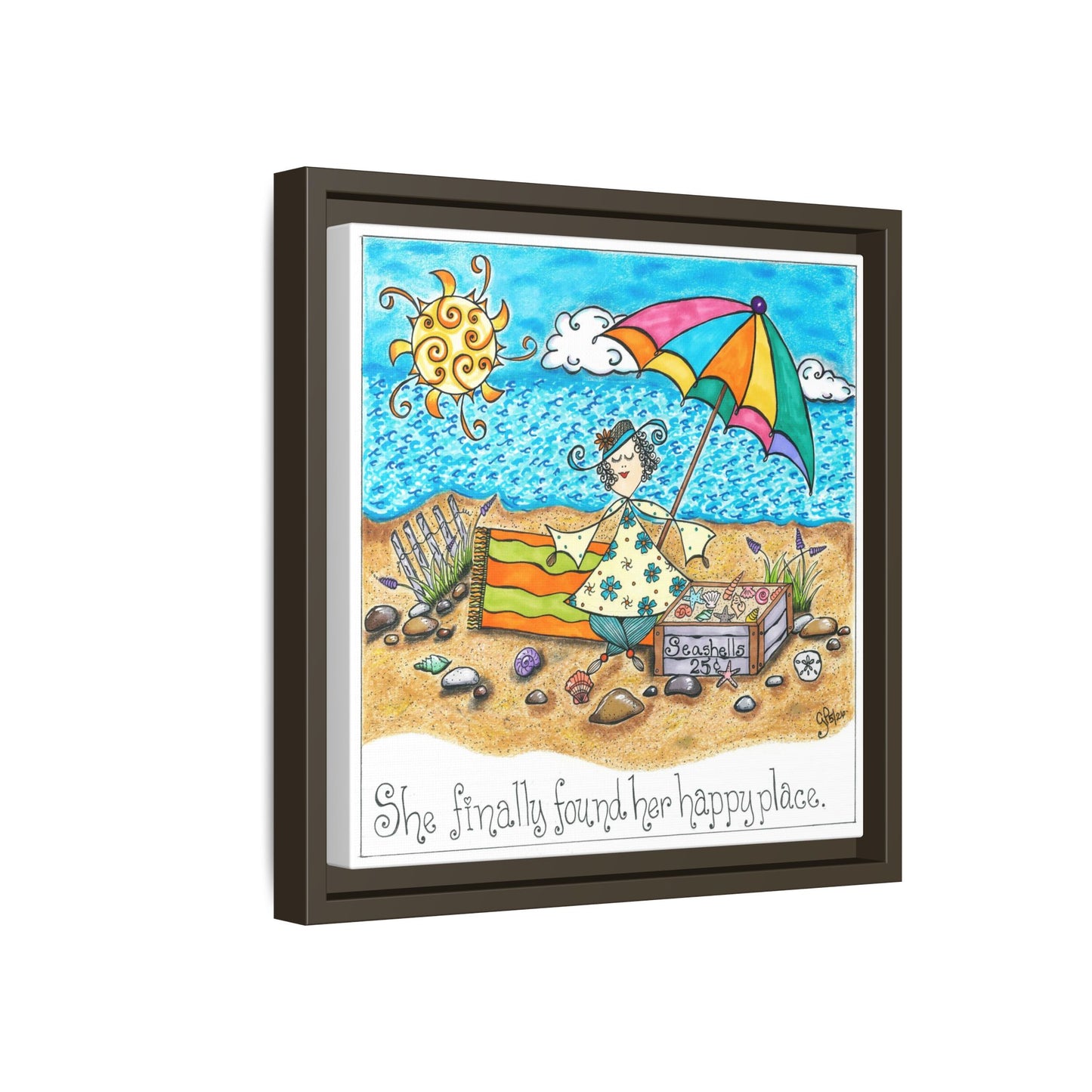 Her Happy Place Matte Canvas, Framed (Multi-color)