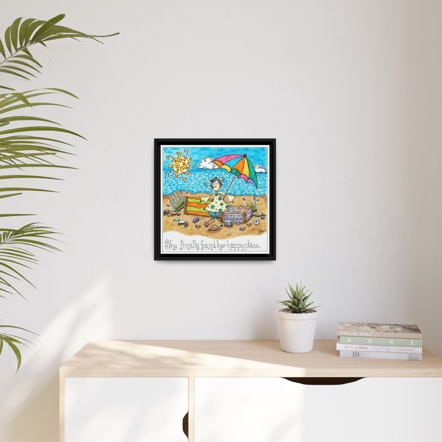 Her Happy Place Matte Canvas, Framed (Multi-color)