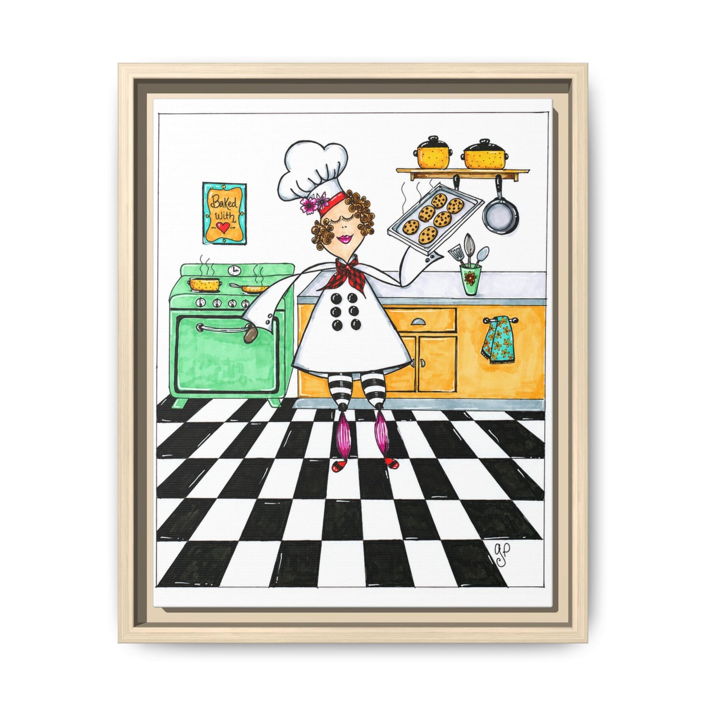 She Bakes! Matte Canvas, Framed (Multi-color)