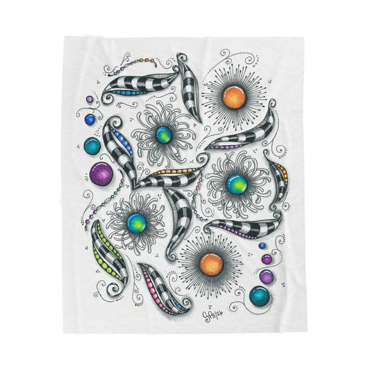 Zen Whimsy Velveteen Plush Blanket