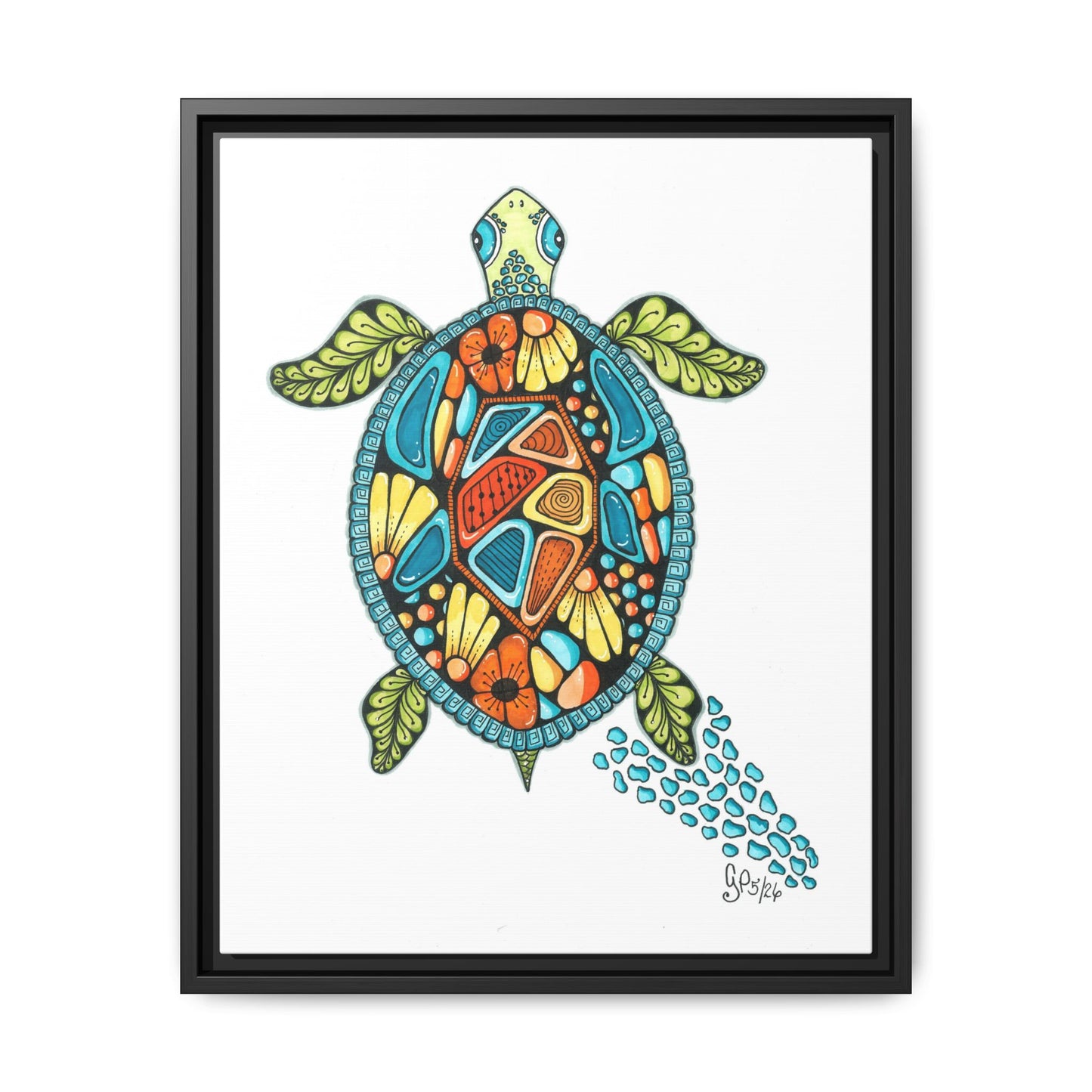 Sea Turtle Matte Canvas, Framed (Multi-color)