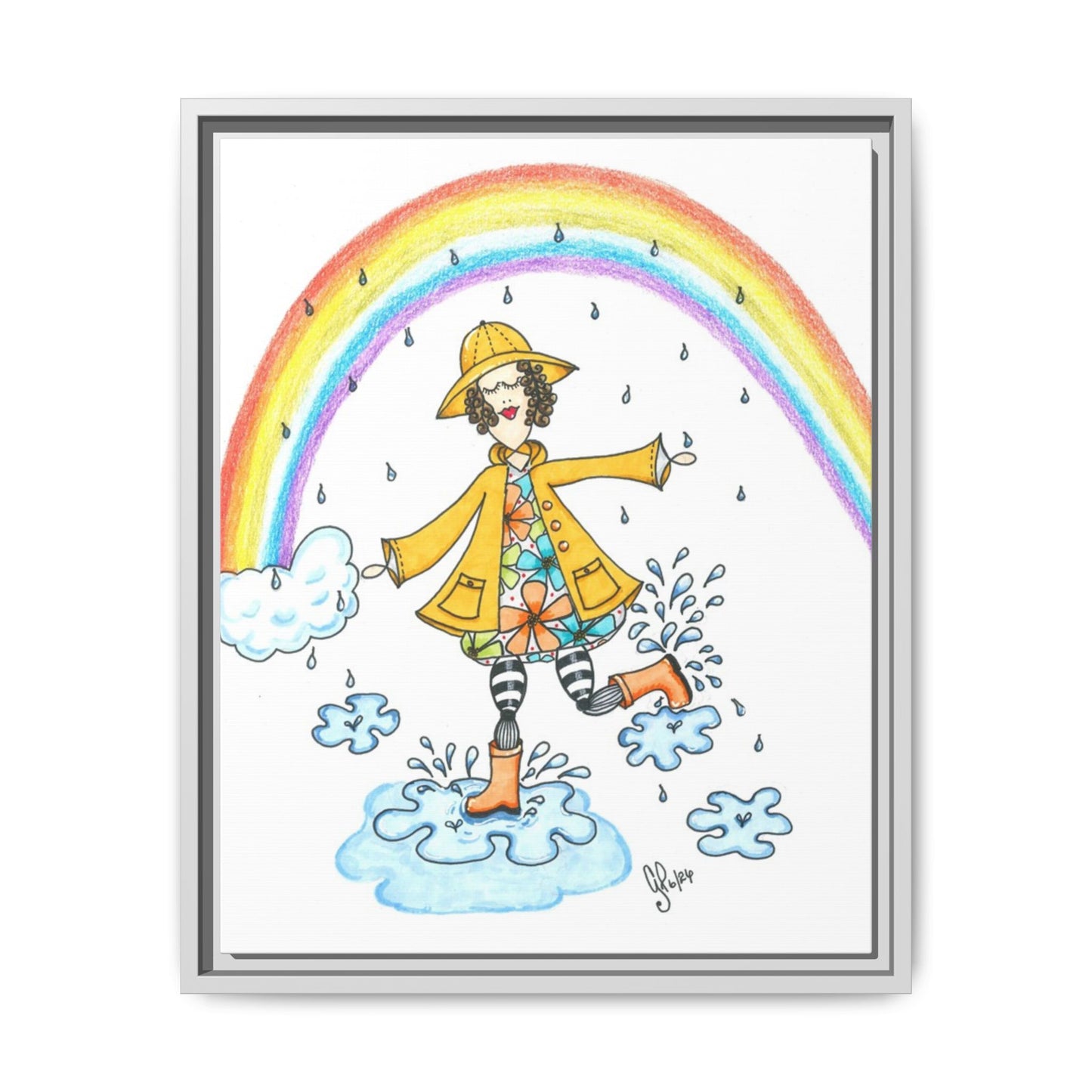 Dancing In The Rain Matte Canvas, Framed (Multi-color)