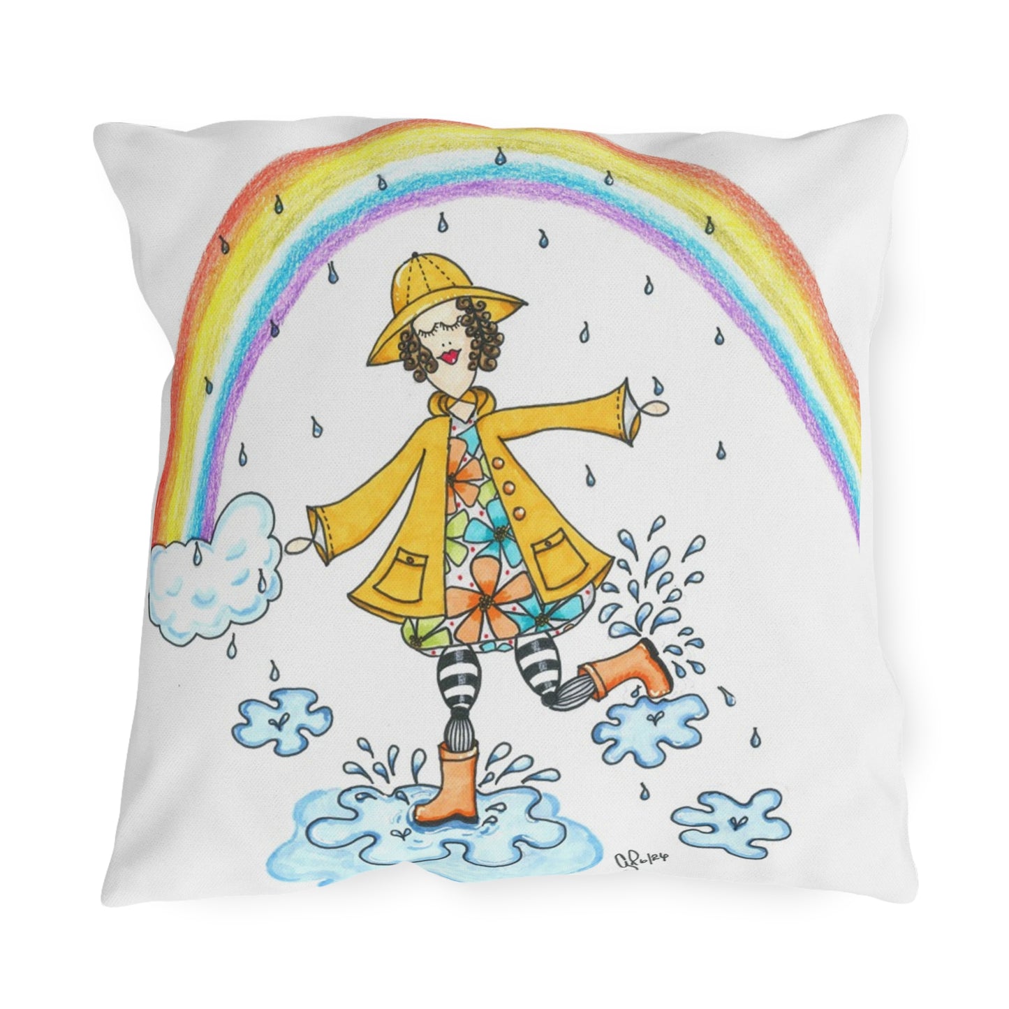 Dancing In The Rain Outdoor Pillow