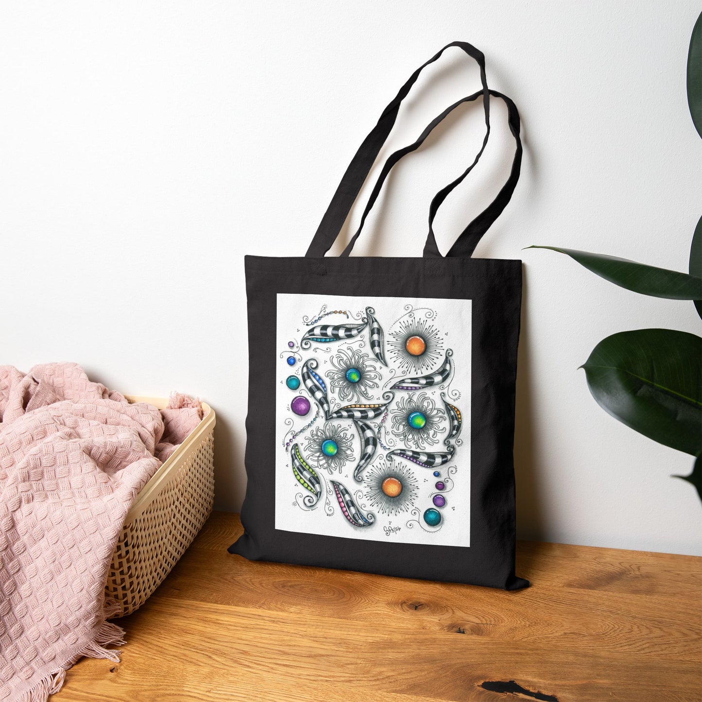 Zen Whimsy Cotton Canvas Tote Bag